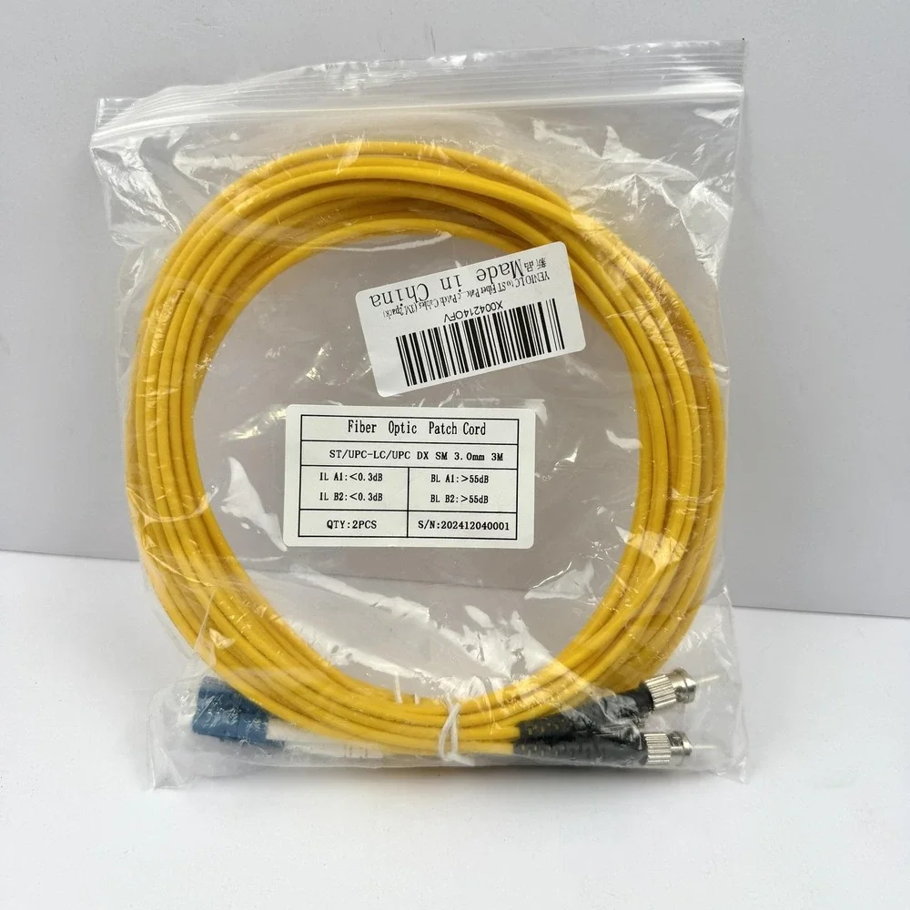 YENJO LC To ST Fiber Optic Patch‎ Cables 3M 10ft Duplex OS1 LSZH 6 Pack Yellow